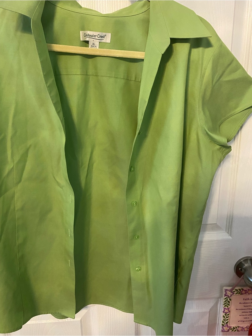 Coldwater Creek Lime Green Button Front Blouse - Picture 4 of 8